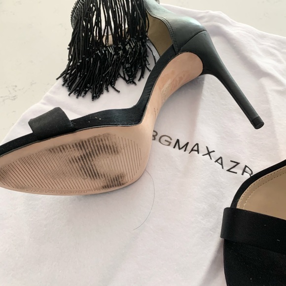Black BCBGMaxAzria stiletto sandals w/ tassels - Picture 6 of 7